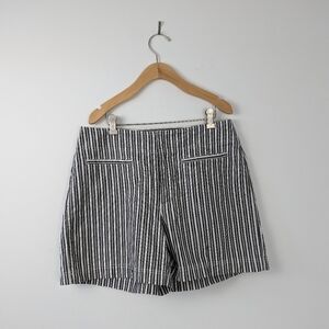 Liz Claiborne Lizwear Jeans Black & White Striped Shorts Size 14 Old Money